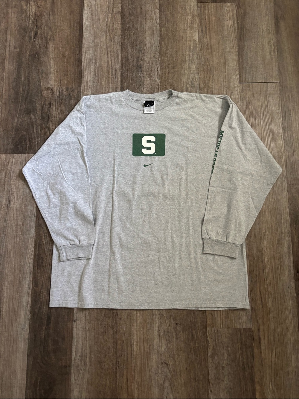 2000s Nike Team Michigan State Spartans Long Sleeve Center Swoosh Tee Shirt